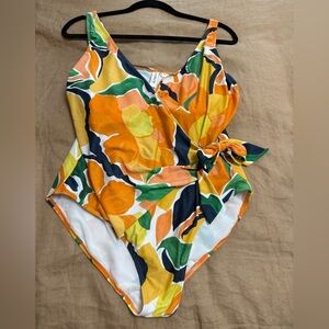 Artesands D/DD underwire one piece Colorful Floral Swimsuit wrap around style